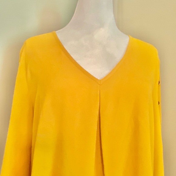 Spense Sz L Yellow Gold 3/4 Sleeve Relaxed Blouse - Picture 3 of 10